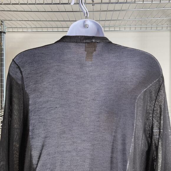 Chico's Women's Black White Sheer Open Tunic Cardigan Size 2 Large Lagenlook‎ - Picture 10 of 11